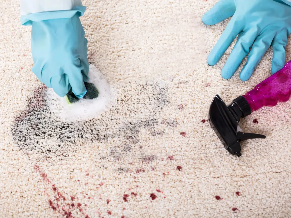  Teppich wird von Flecken gereinigt 