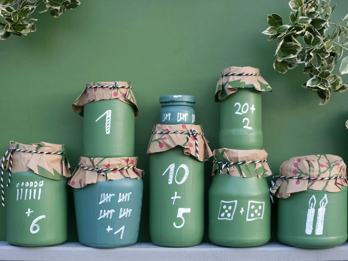  Adventkalender basteln mit Gläsern 